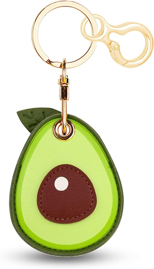 Leather Keychain for Airtag, Cute Protective Keychain Holder Compatible with Apple Air Tag,GPS Item Tracker Case Cover for Keys,Bags,Pets,Luggage(Avocado)