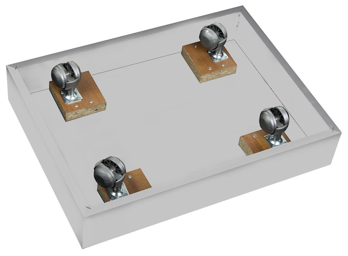 Displays2go Full Vision Lighted Cabinet, Laminated MDF, Aluminum & Tempered Glass Build – Silver Finish (193CPLEDSL)