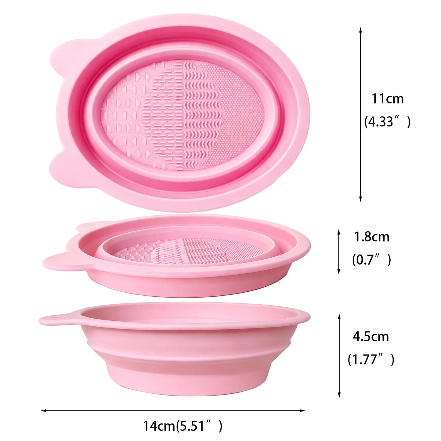 Silicone Makeup Brush Holder & Foldable Brush Cleaner Set – Travel Brush Case with Magnetic Closure, Portable Cleaning Bowl for Brushes, Sponges, and Powder Puffs (Light Pink)
