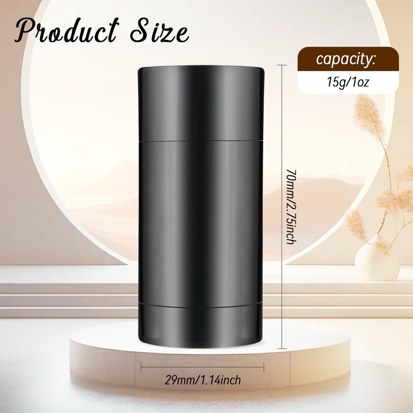 BOSMIOW 12 Pieces 15g Black Plastic Deodorant Containers,Empty 1/2 oz Travel Lip Balm Tubes for DIY Solid Perfume,Lipstick,Chapstick,Crayon
