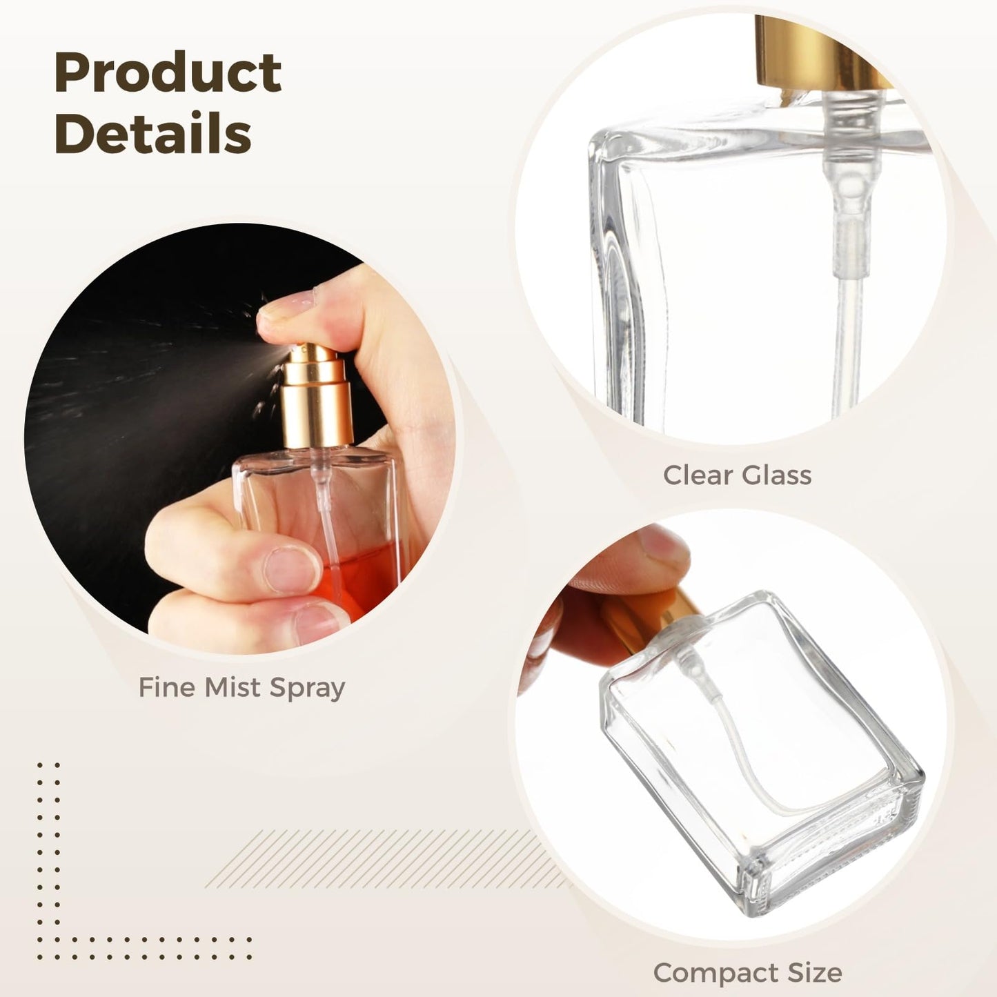 Calolin 32 Pcs Glass Perfume Spray Bottles with 15 Dispensing Tools, 15 ml Mini Refillable Perfume Atomizer Bottle, Travel Perfume Bottle, 1.4 x 3.1 in