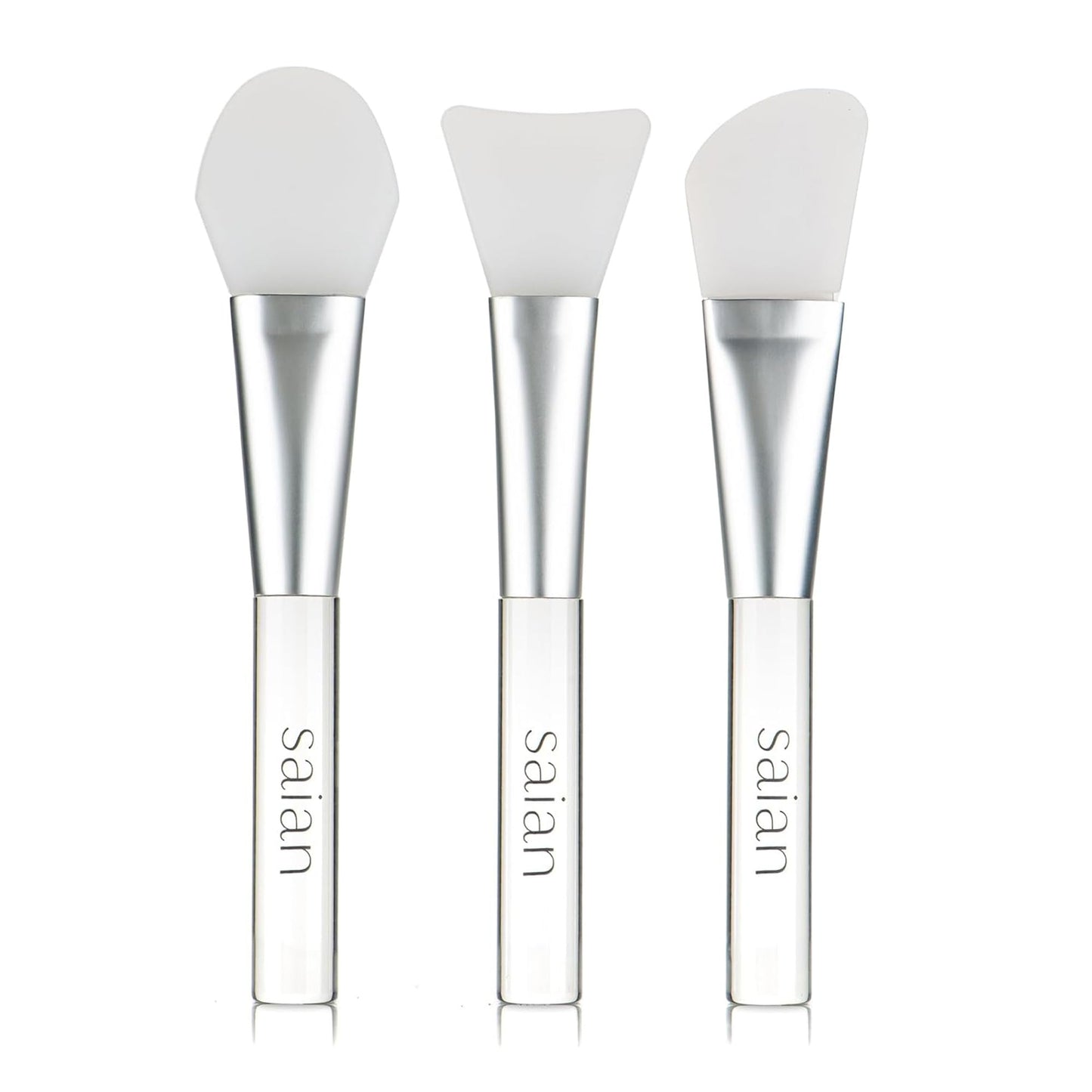 Saian Silicone Mask Brush Face Applicator Spatula Trio - Flexible Handheld Cosmetic Tools for Clay Mask Application - Reusable Scoop and Apply Tool Set with Contoured Heads for Facial Creams and Masks