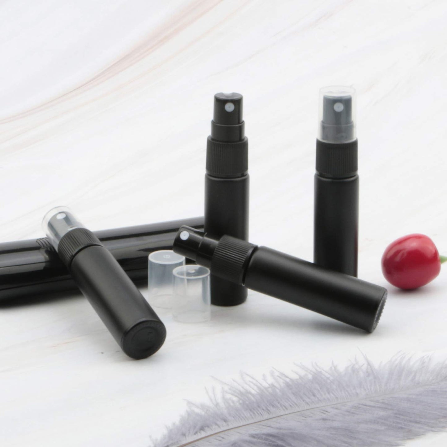 Kesell 10Pcs 10ml Spray Bottle Frosted Fine Mist Spray Bottle Refillable Perfume Atomizer Small Black Bottle Portable Sample Cosmetic Container for Travel