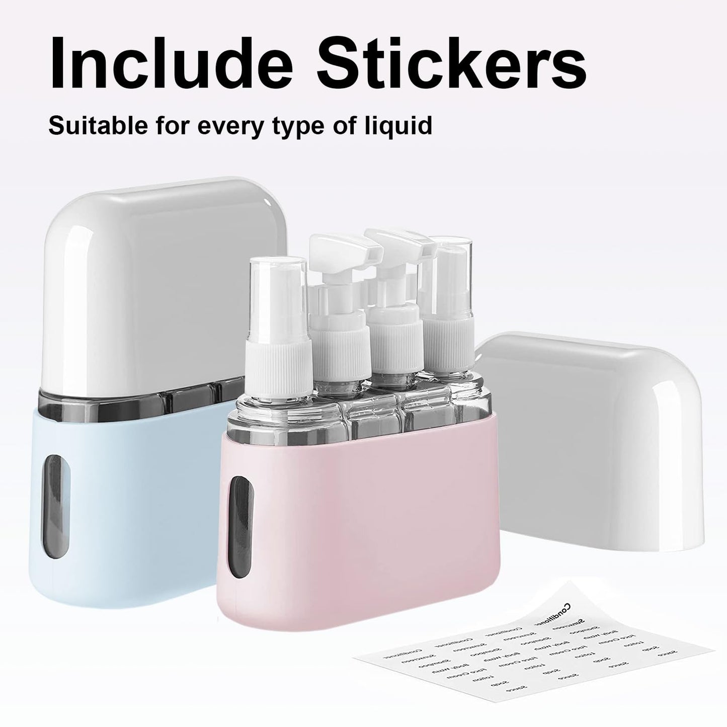 Rirool Travel Bottle Set, 8 Pack TSA Approved Travel Size Bottles, Travel Containers Dispenser, Travel Shampoo Bottles for Cosmetic Conditioner and Lotion