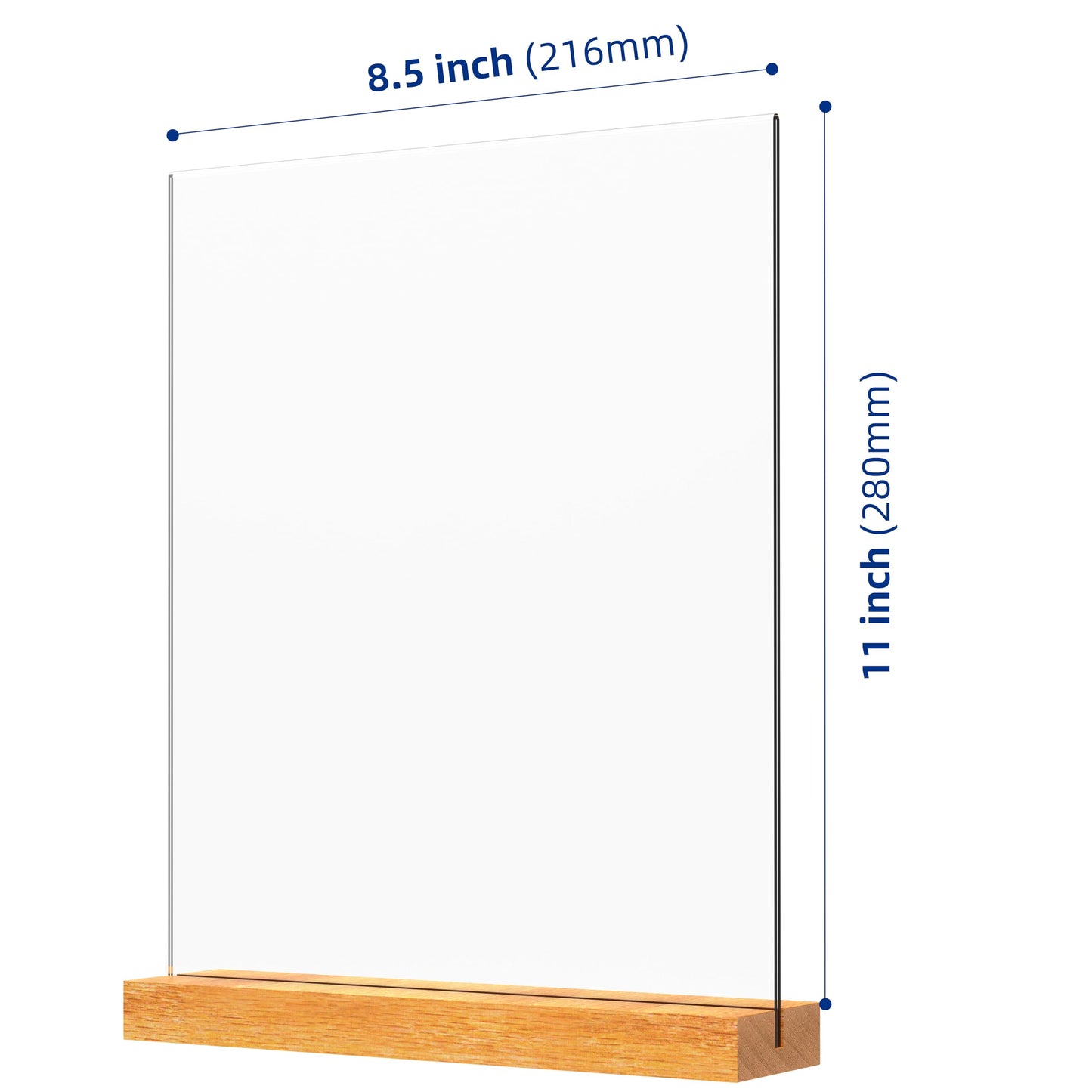 JDEA Acrylic Sign Holder with Wood Base 8.5x11 Inch Vertical and Slant Displays (2 Pack 8.5*11")
