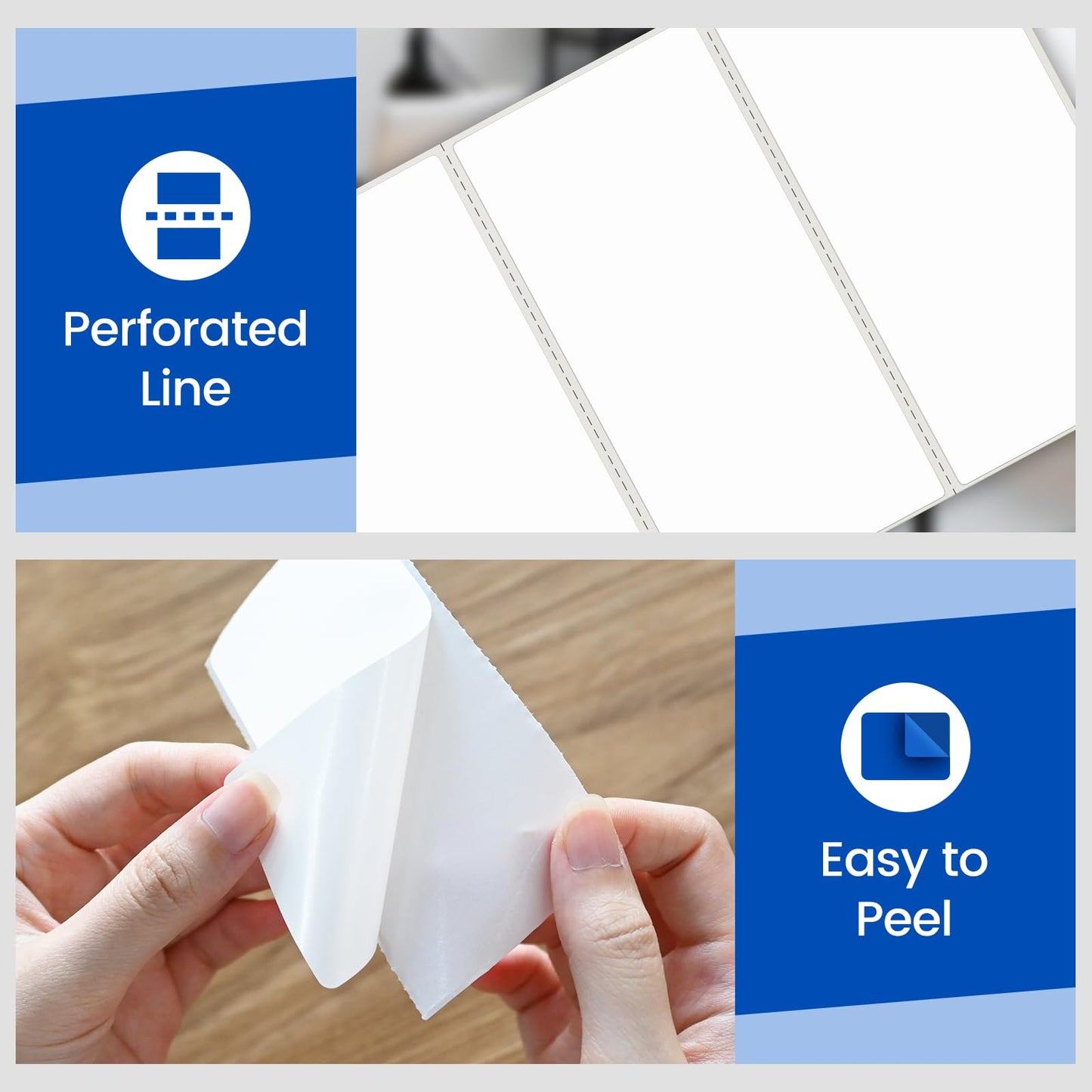 L LIKED 4" x 2" Thermal Labels, Blank Removable Labels with No Residue, Water and Oil Resistant, Use for Both Home and Office (1 Roll, 750 Labels)