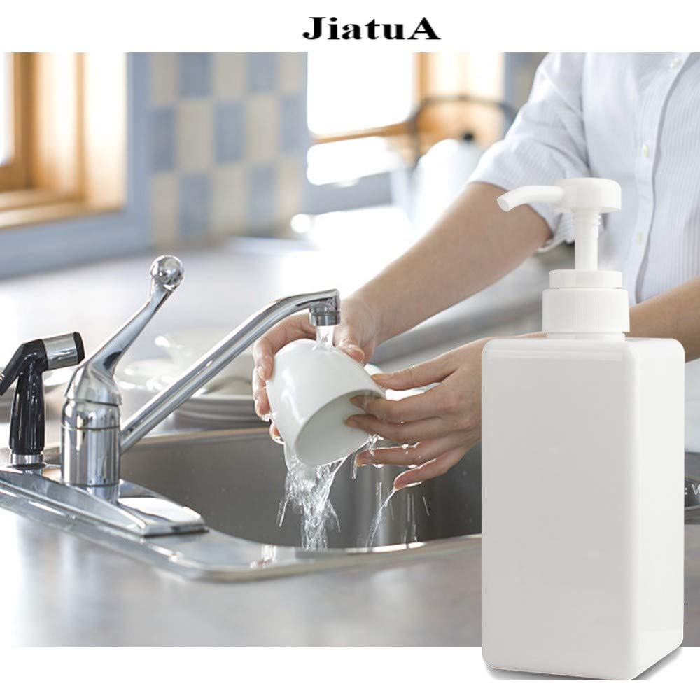 Pump Bottle, Refillable Plastic Empty Lotion Soap Dispenser Liquid Container for Bathroom Shampoo and Body Wash, 22oz/650ml White 2 Pack