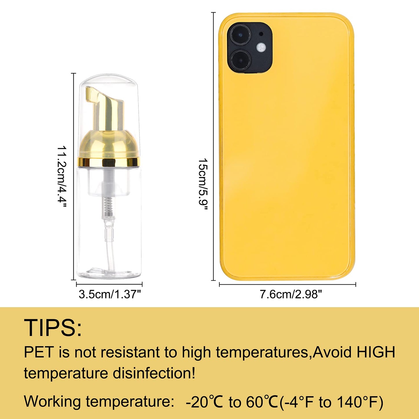 Dming 8 Pcs 1oz 30ml Plastic Foamer Pump Bottle Foam Dispenser Bottles Mini Liquid Foaming Bottles for Refillable Travel Hand Soap Foaming,Shampoo,Castile,Cleaning (Gold+Clear)