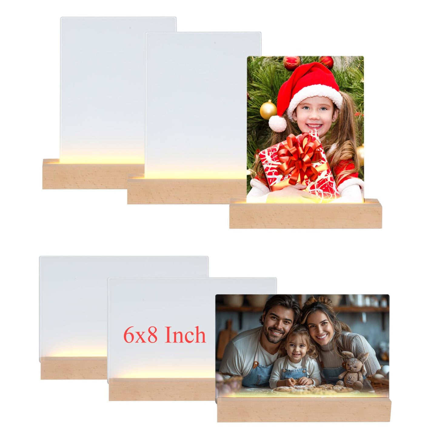 WANZELONYO Sublimate Blank Night Light 6X8 Inch 6 PCS LED Glass Photo Frames Panels