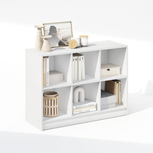 Furinno Basic Book Shelf, 3x2 Bookshelf, Cube Organizer Cabinet Bookcase with Shelf Storage, 11.9 x 31.6 x 23.6, for Living Room, Bedroom, Home Office, White