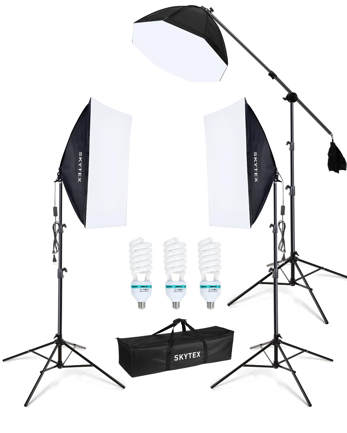 Skytex Softbox Lighting Kit 3Pack, 20x28in Soft Box | 135W 5500K E27 Bulb Continuous Photography Lighting, Photo Studio Lights Equipment for Camera Shooting, Video Recording