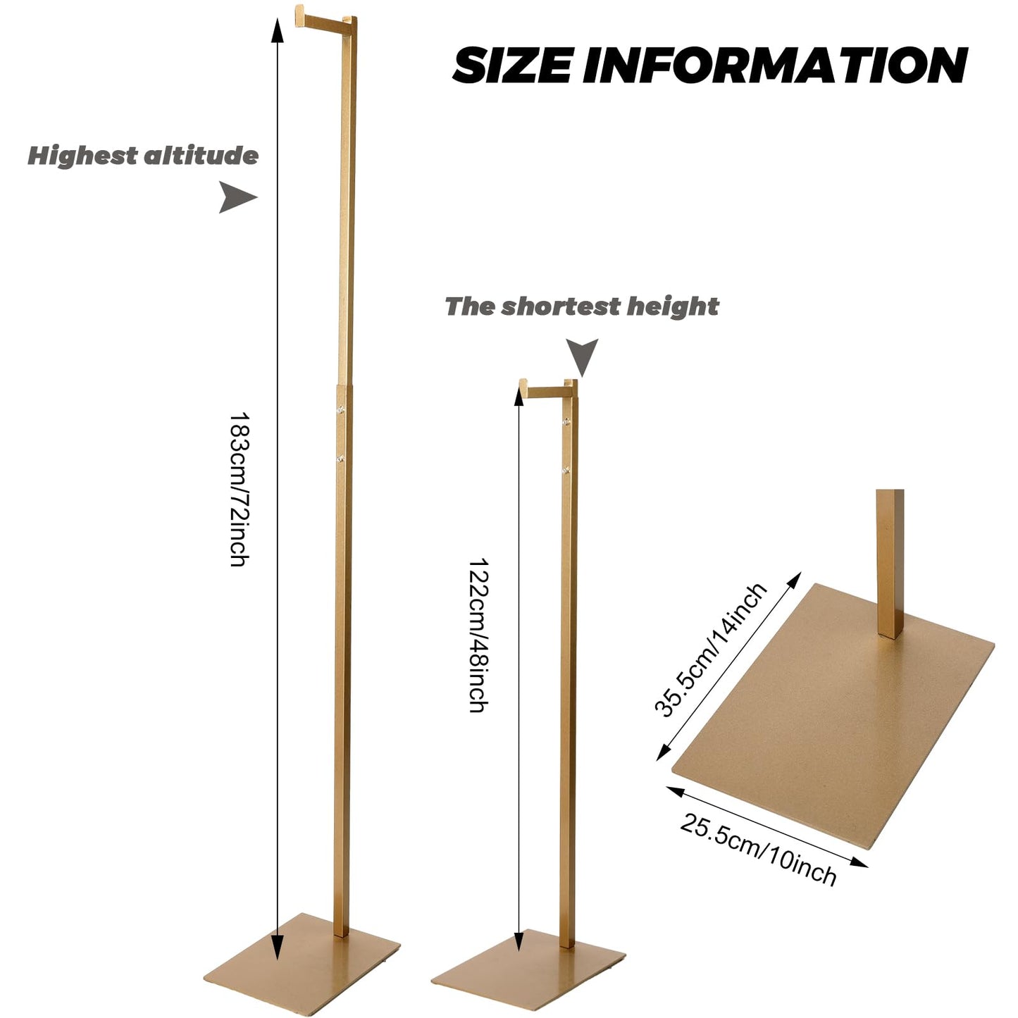Sintuff Adjustable Cloth Display Stand 48-72 Inches Single Garment Rack Metal Costumer T Shirt Display for Thrift Shop Vendors Retail Store(Gold)