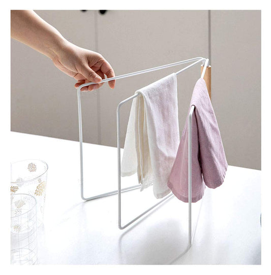 Jitejoe Home Kitchen Countertop Dishcloth Drying Rack, 3 Arms Folding Dishcloth Holder, Hand Towel Stand Rack, White Dishcloth Storage Rack Size 10.83 x 0.98 x 9.84 Inch (White Folding Rag Rack)