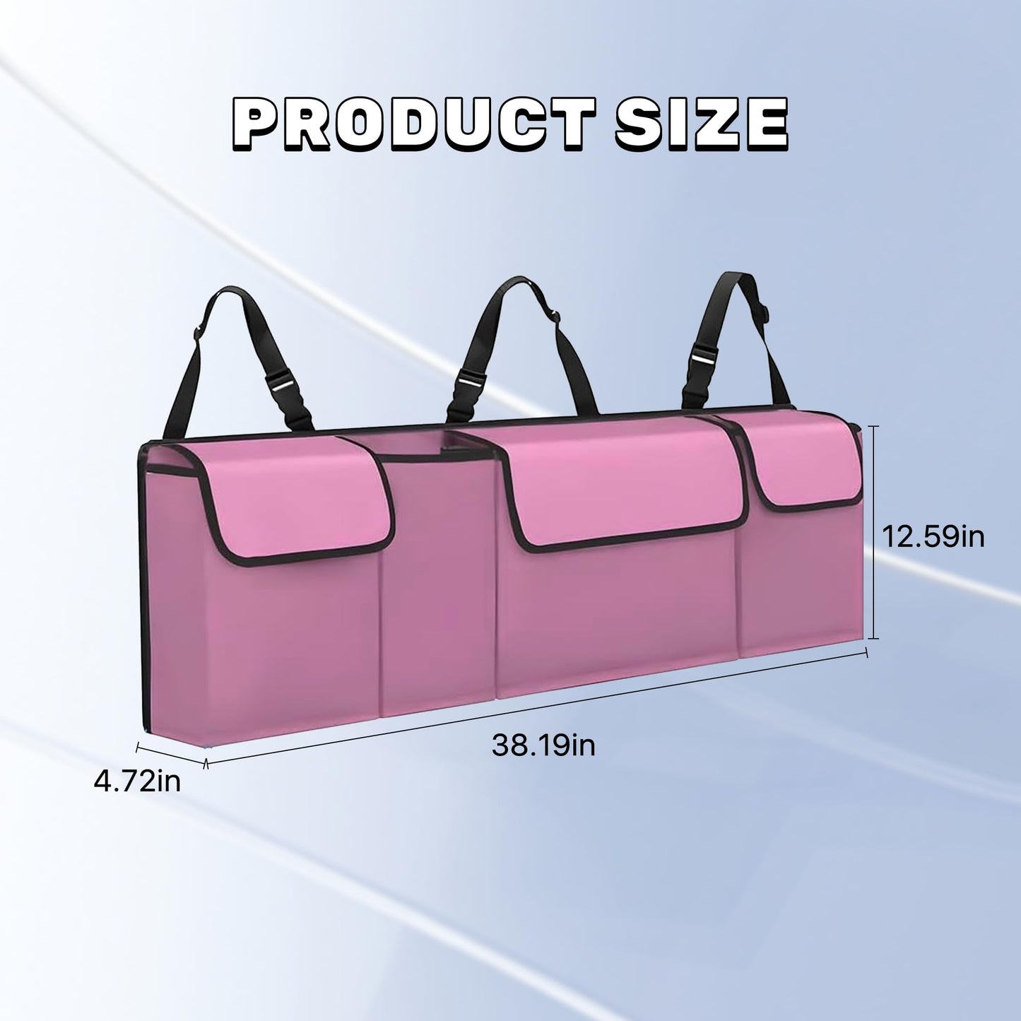 Gilovc Car Trunk Organizer, Waterproof Backseat Hanging Large Storage with Adjustable Straps, Collapsible Cargo Bag with 4 Pockets, Car Interior Accessories for Truck, SUV, MPV (Pink)