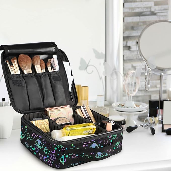 MNSRUU Women Makeup Bag Magic Skulls Makeup Bag Organizer Travel Cosmetic Bag for Teenage Girl Clear Make Up Bags with Zipper