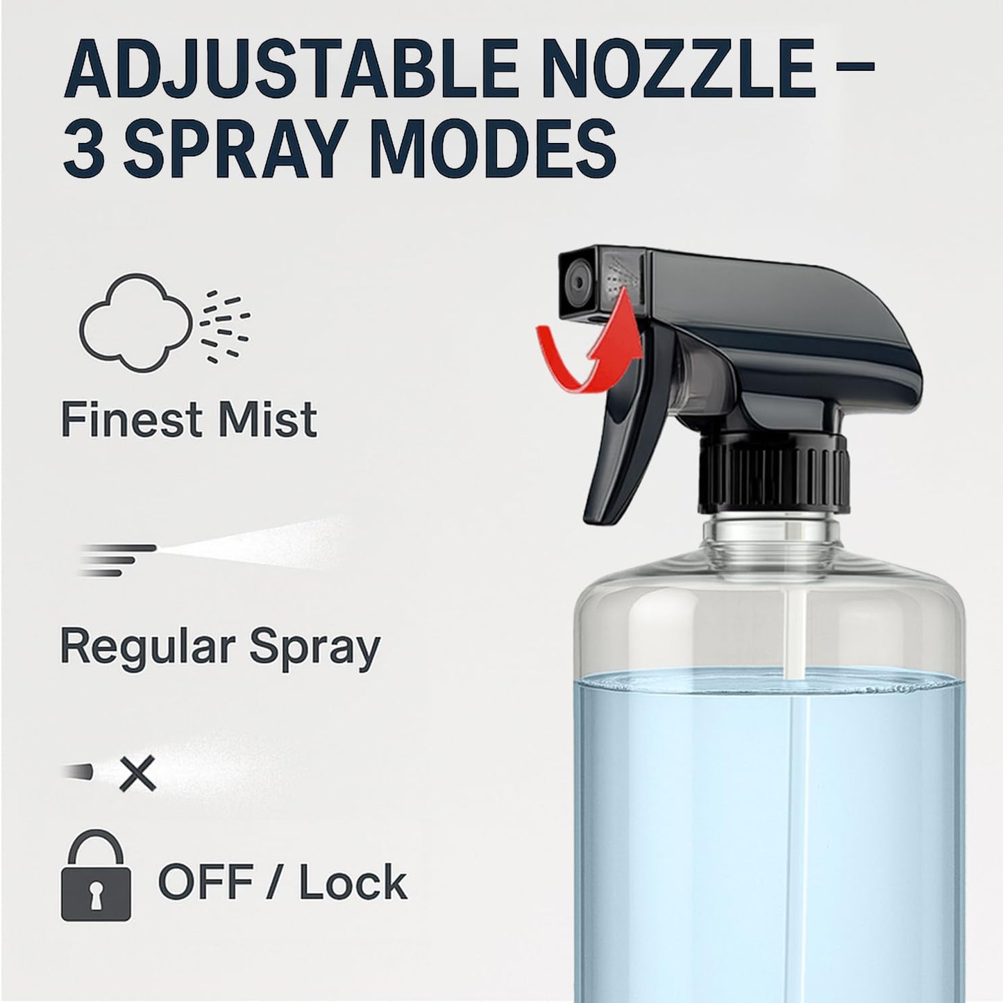 Bar5F Plastic Spray Bottles with Trigger, 32 oz | Leakproof, Empty, Adjustable Fine to Powerful Sprayer, Refillable | Water Plants, Cleaning Solutions | Crystal Clear | Pack of 3 (Medium)