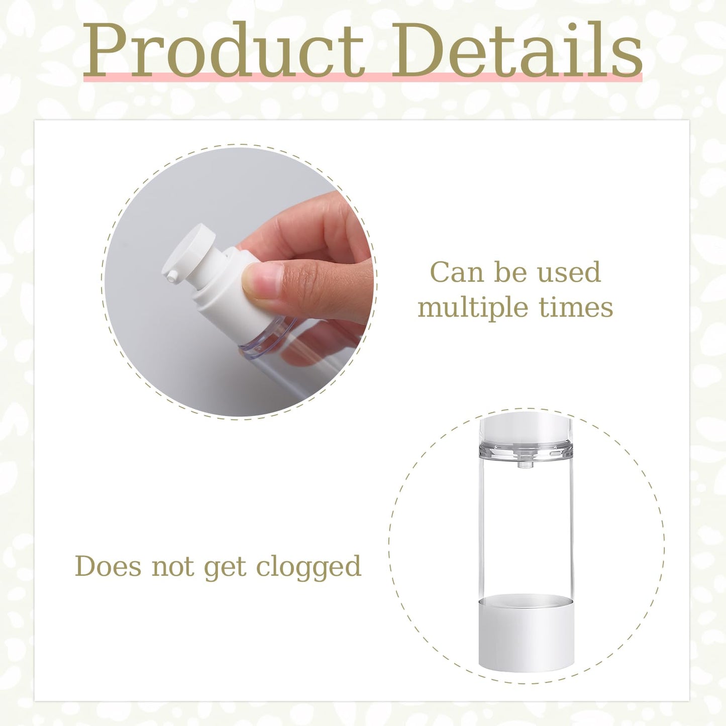 TANEMUDO 65 Pcs 1.7oz/50ml Clear Airless Pump Bottles for Shampoo Liquid Toiletry Refillable Travel Size Bottles Dispenser, Cosmetic Empty Lotion Pump Containers