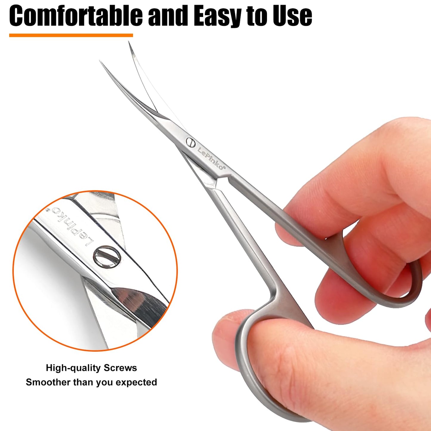 LePinko Professional Cuticle Scissors, Fully Forged, Sharper and More Wear-resistant, Long Blades
