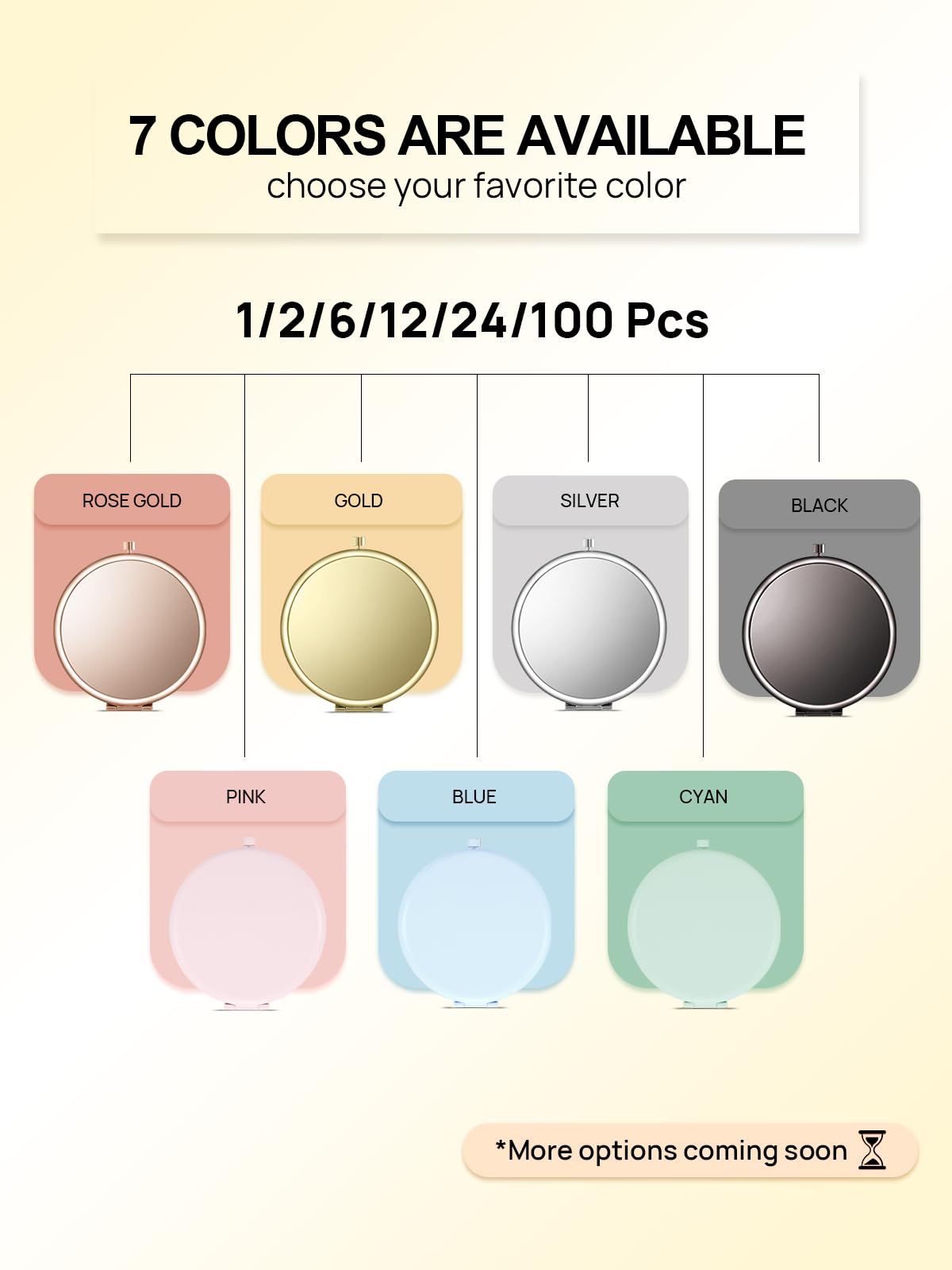 Getinbulk Compact Mirror Bulk, Pack of 12 Double-Sided 1X/2X Magnifying Metal Makeup Mirrors(Round, Gold)