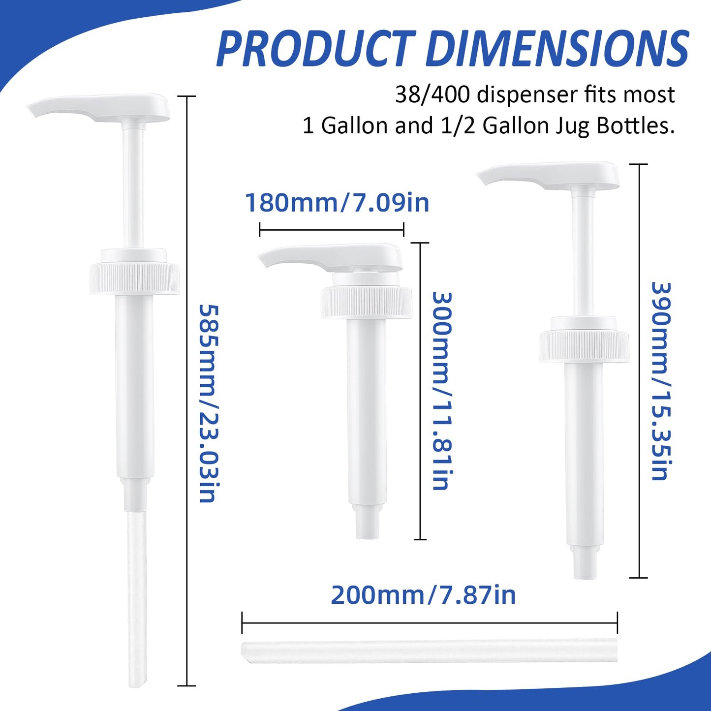 WELKOR Gallon Pump Dispenser for 1 Gallon Jugs - Leak Proof Plastic Pump for Detergent, Soap, Oil & Sanitizer - BPA Free, 38-400 Thread Fit for Commercial & Home Use (2 Pack)