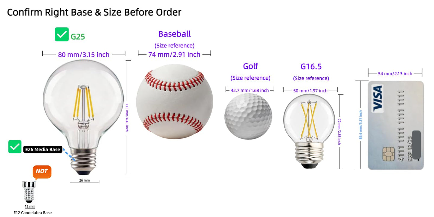 Synoonphen G25 LED Globe Light Bulbs, 60W Equivalent 500 Lumens, E26 Base Dimmable Neutral White 3500K, CRI 90+ Edison Vanity Light Bulbs for Bathroom Mirror, Bedroom, Kitchen, Clear Glass, 6 Pack