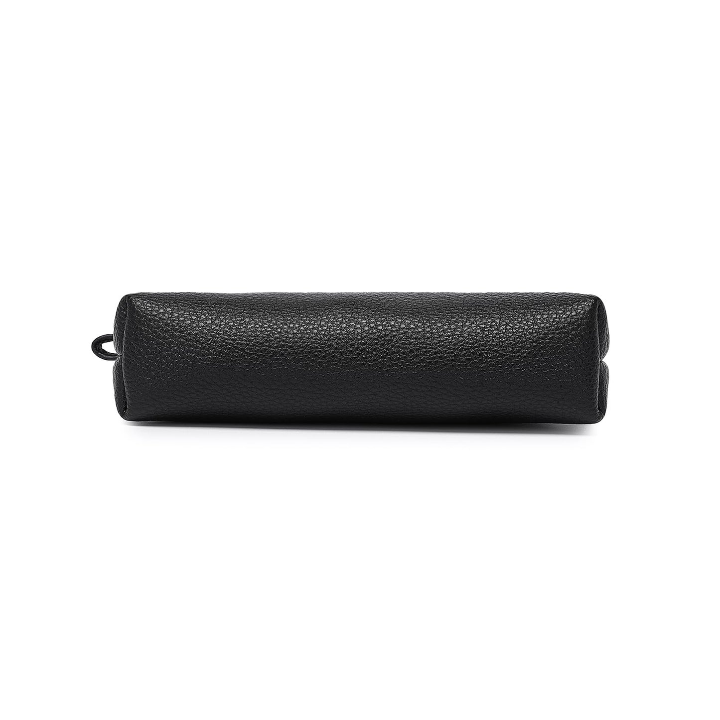 YONBEN 30 Color PU Faux Leather Travel Toiletry Bag for Women, Mini Cosmetic Pouch Organizer with 2 Dividers, Easy Clean Makeup Bag for Purse, Gift Idea (PU Faux Leather/Black)