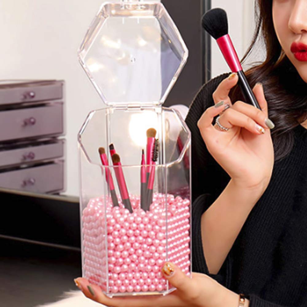 AIYoo Makeup Beads for Brushes, Art Faux Pearls, 1500 Piece Round Pink Pearl Beads to Hold Makeup Brush, Lipstick, Mascara, Eyeliner, 8mm