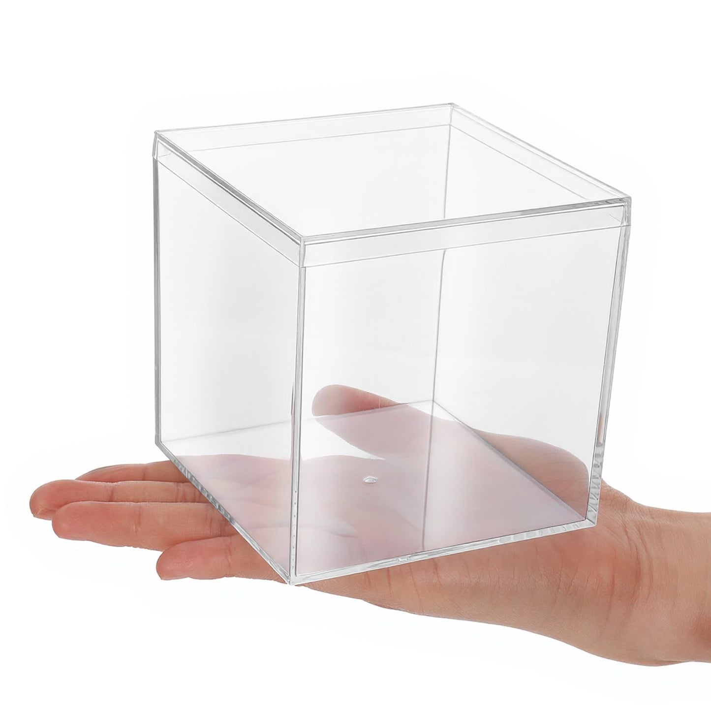 kenaeooe 12 Pcs Clear Acrylic Box with Lid, 4 x 4 Inch Square Decorative Storage Container for Candy, Little Trinkets, and Jewelry Display