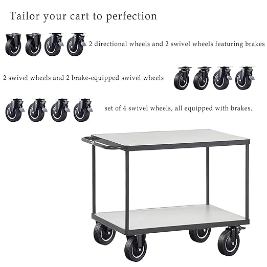 8" Industrial Caster Wheels Set of 4 Durable Heavy Duty All 4 Swivel Locking Casters with 3200 Lbs Load Capacity - Outdoor Rubber Wheels for Cart, Furniture, Workbench - Includes Bolts & Screws…