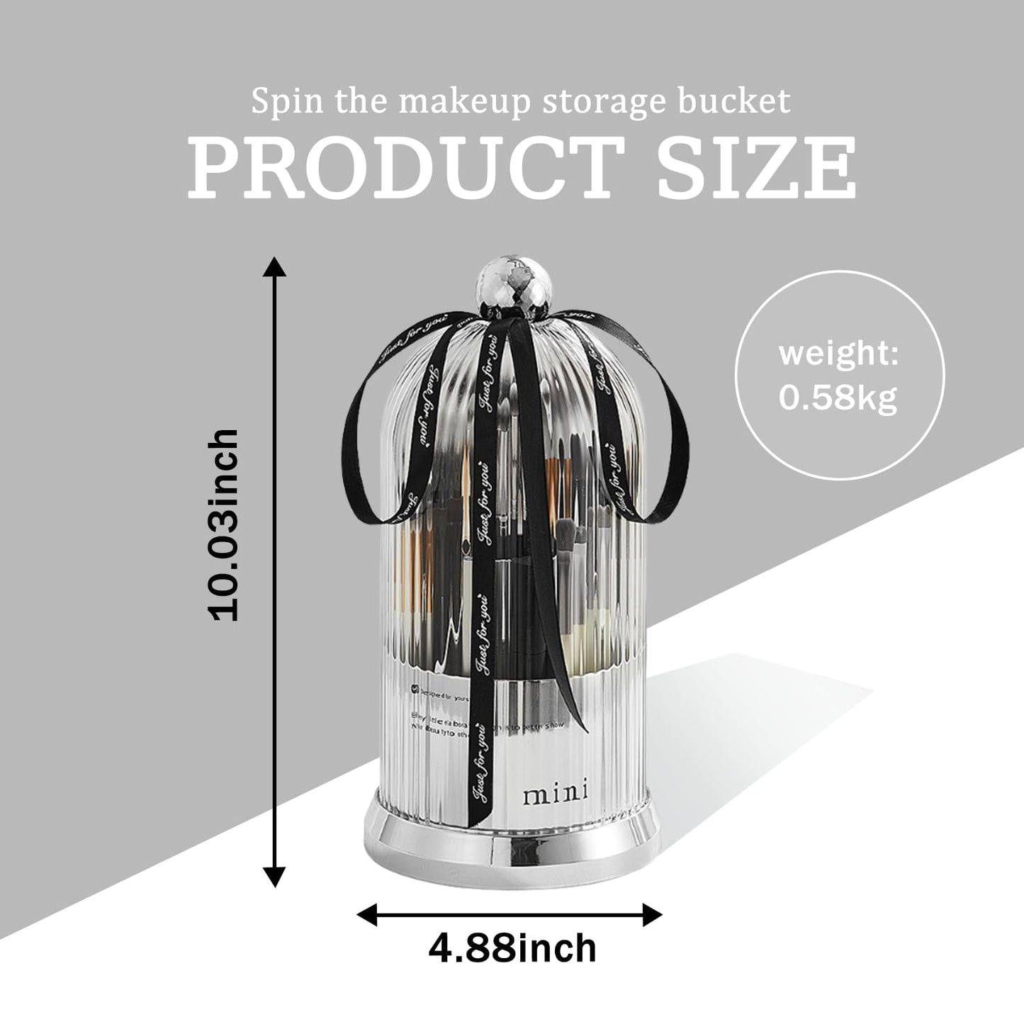 JIANGLAI Makeup Brush Holder with Lid, 360° Rotating Multifunction Clear Dustproof Skincare Cosmetic Tools Storage Organizer for Vanity Desktop Bathroom Countertop (White)