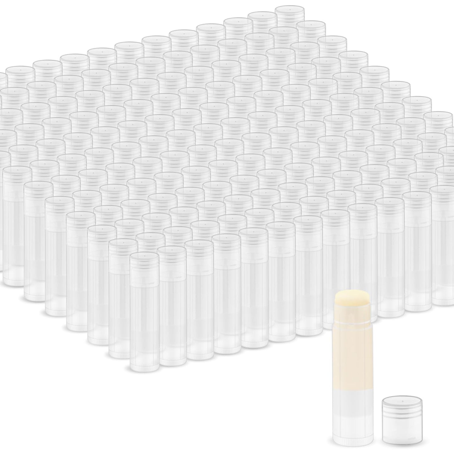 Mirrline 200 Pcs 5g Lip Balm Tubes Empty Plastic Lip Gloss Container Tubes Rotatable Lipstick Container Bottle with Lids for Women Girls DIY Makeup Cosmetic - Clear