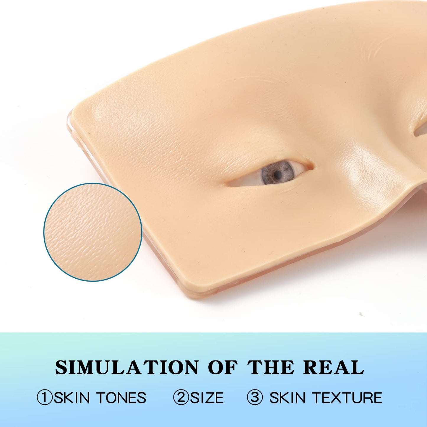 Bueuo Makeup Practice Face Board, 3D Reusable Silicone Make up Mannequin Face with 5PCS Makeup Brush, Eye Make up Practice Board for Beginner or Professional Enthusiasts