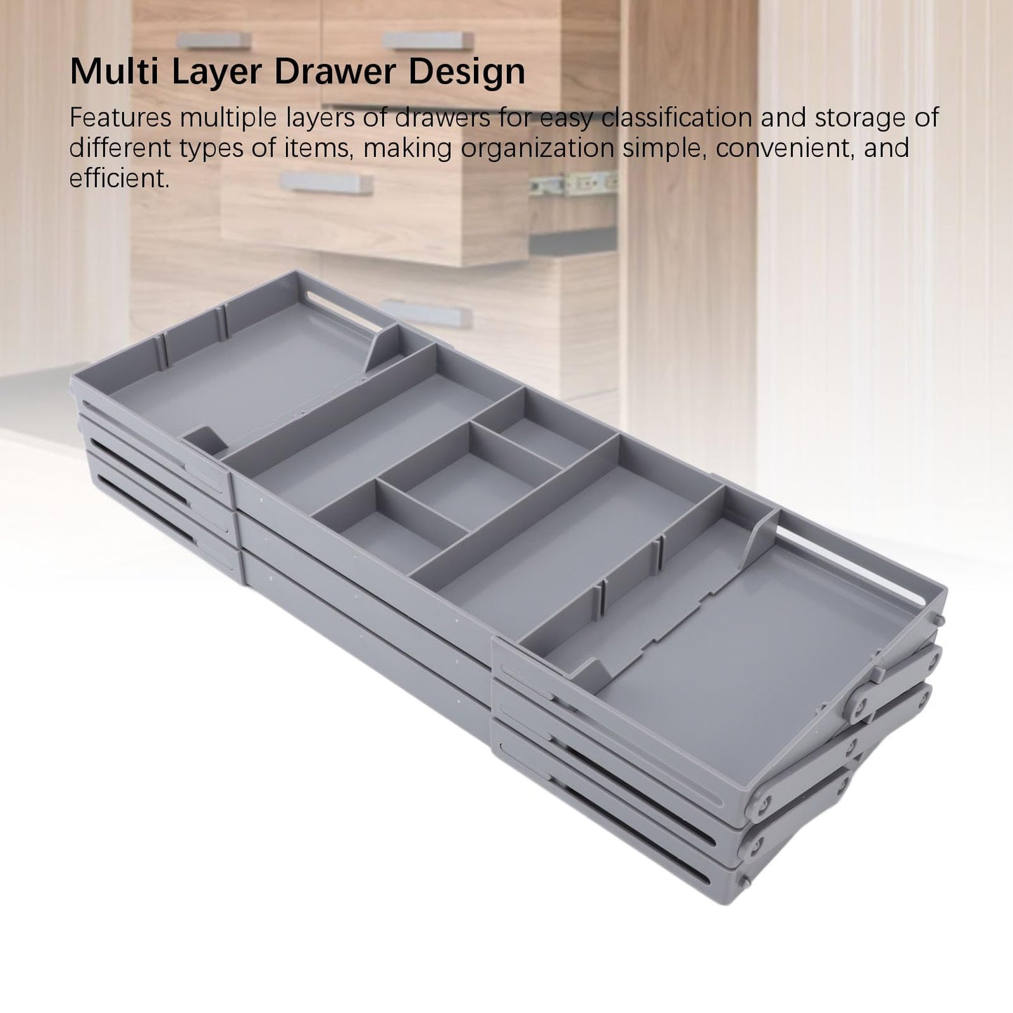 ZJchao 3 Tier Drawer Organizer, Junk Drawer Organizer 3 Drawer Storage Organizer Expandable Jewelry Tray Earring Storage Case for Home Office Makeup Bathroom Organizing (3 Tier)