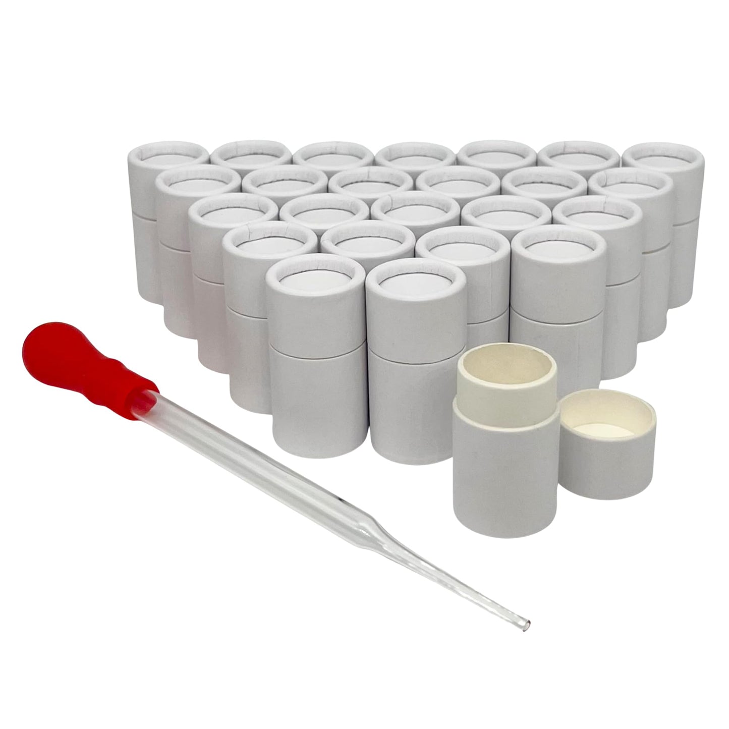 GreenWay 0.2oz / 6g Kraft Paperboard Lip Balm Tubes with Dropper - 25 Pack Lip Gloss Tubes Refillable DIY Cosmetic Containers – Short Style Lip Balm Containers Empty Holder Tube - White