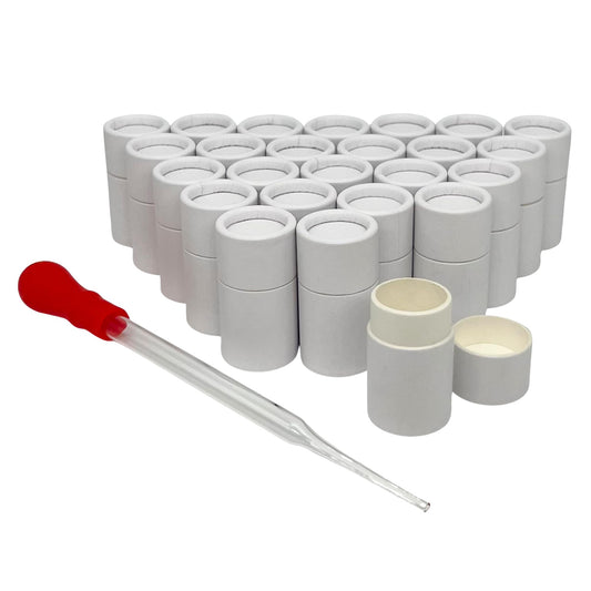 GreenWay 0.2oz / 6g Kraft Paperboard Lip Balm Tubes with Dropper - 25 Pack Lip Gloss Tubes Refillable DIY Cosmetic Containers – Short Style Lip Balm Containers Empty Holder Tube - White