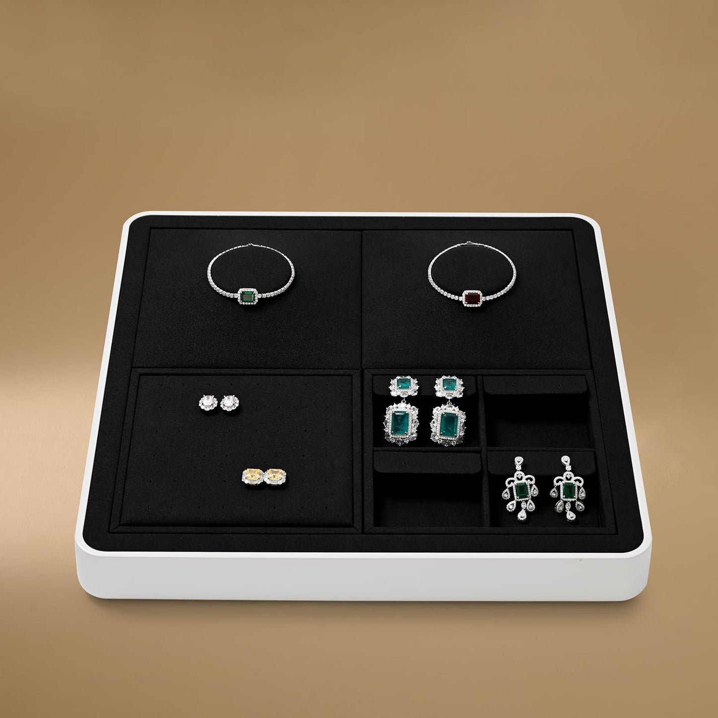 Oirlv Black Microfiber Jewelry Stud Earring Tray Display Tray Interchangeable Modular Jewelry Tray