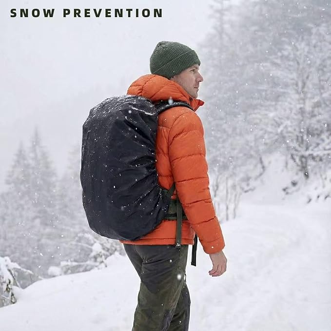 Silfrae Waterproof Rucksack Cover Backpack Rain Cover 30L-100L for Travel Climbing Hiking (Black+Green, 30L-40L)