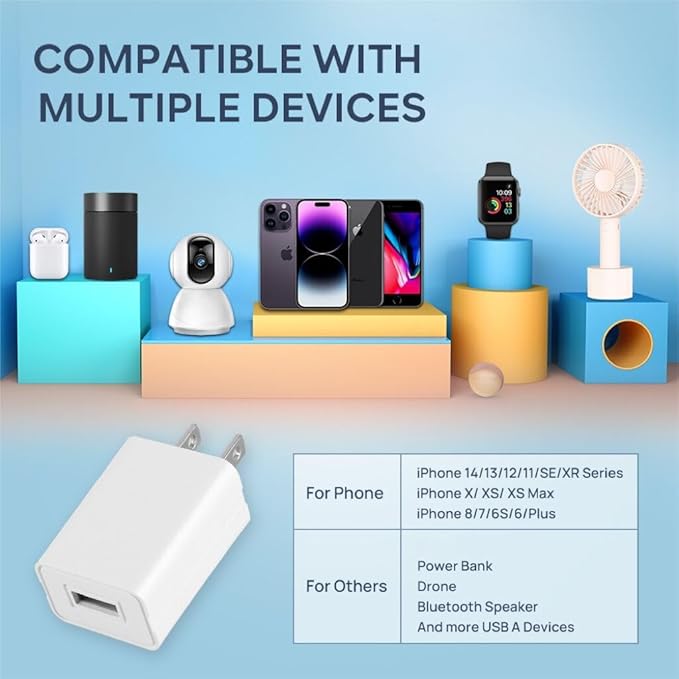 Wall Charger Cube 5V1A USB Power Supply Charging Block Universal Wall Plug Brick Portable Travel Fast Charger Power Adapter for iPhone, Samsung Galaxy, LG (3PCS-White)