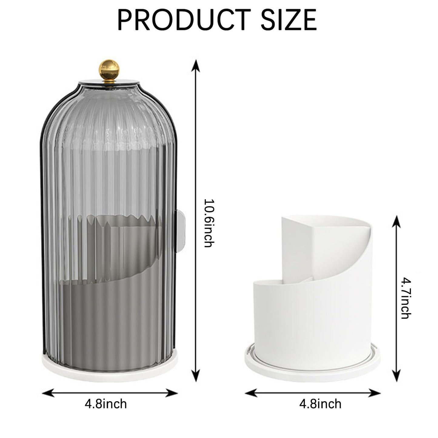Wekity Toothbrush Holder with Sliding Lid, 360° Rotating Makeup Brush Storage Rack - Waterproof and Dustproof, Toothbrush Toothpaste Holder Beauty Brush Bathroom Counter Holder Sink Organizer (Grey)