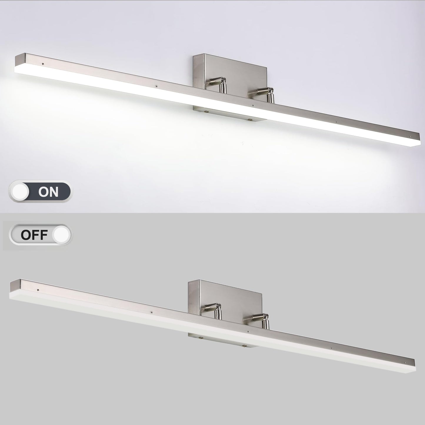 GOTEFULL 48 inch LED Modern Bathroom Vanity Lighting Fixtures Over Mirror, Brushed Nickel Adjustable Makeup Vanity Light Bar Dimmable 46W 5000K Cool White