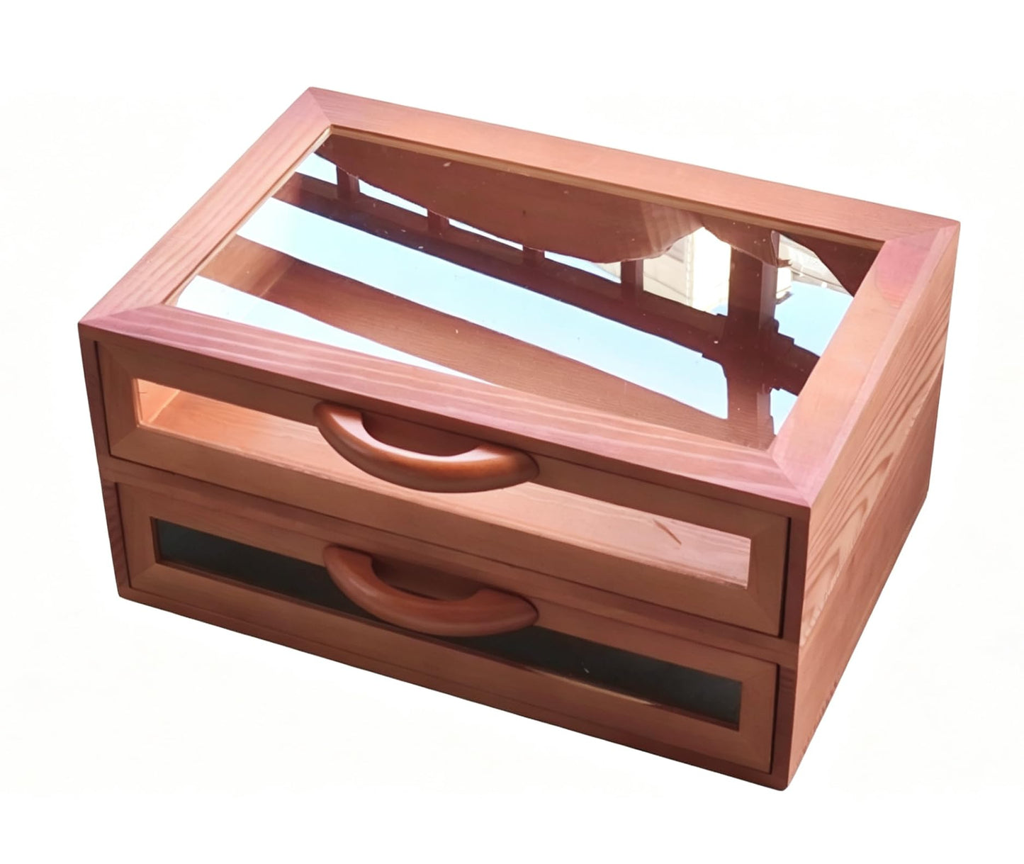 MXWLEIEL Wood Stackable Storage Drawers,Clear Lid Acrylic Makeup Organizer for,Desk Organizers, Beauty Supplies,Makeup Palettes,Home Organization (2, Wooden Orange)