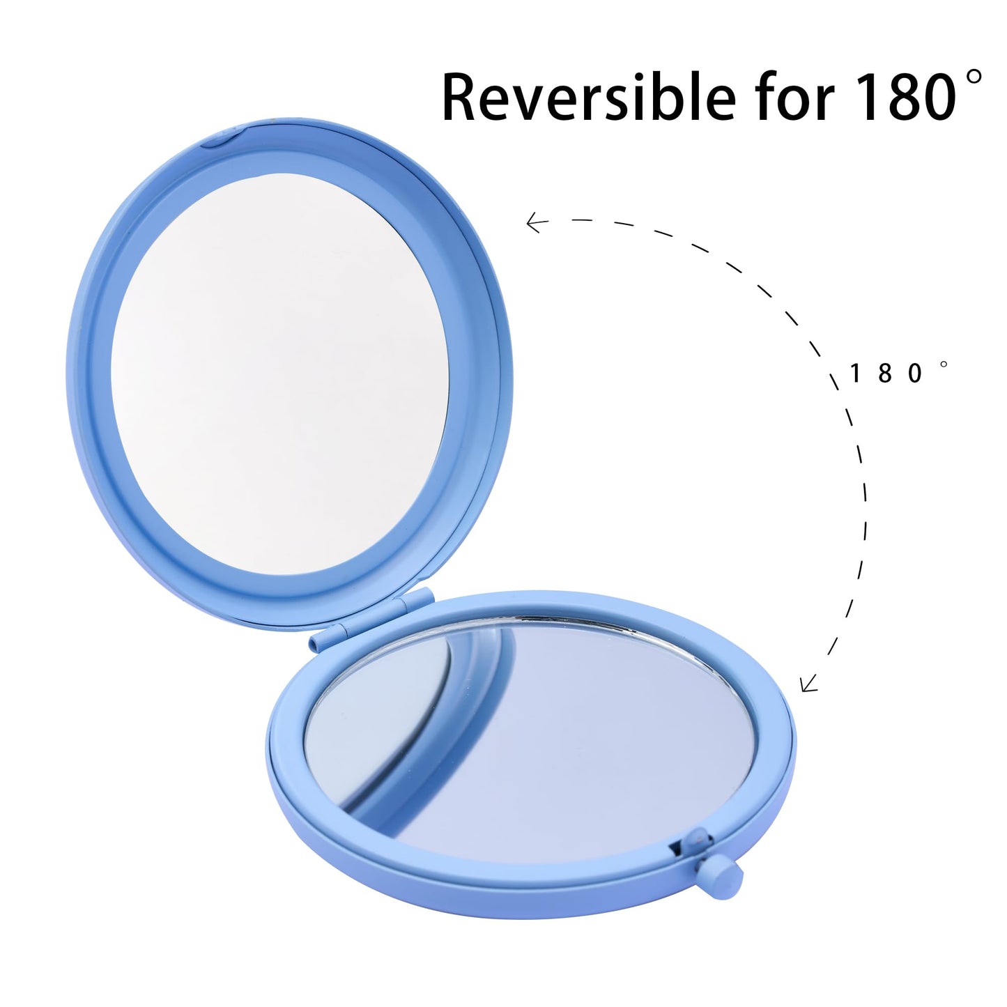 QUSTGO Compact Mirror, Pocket Travel Makeup Mirror for Purse, Metal Round Shell, 2-Sided 1X/2X Magnifying, Portable, Folding, Handheld, Baby Blue,18 Pack