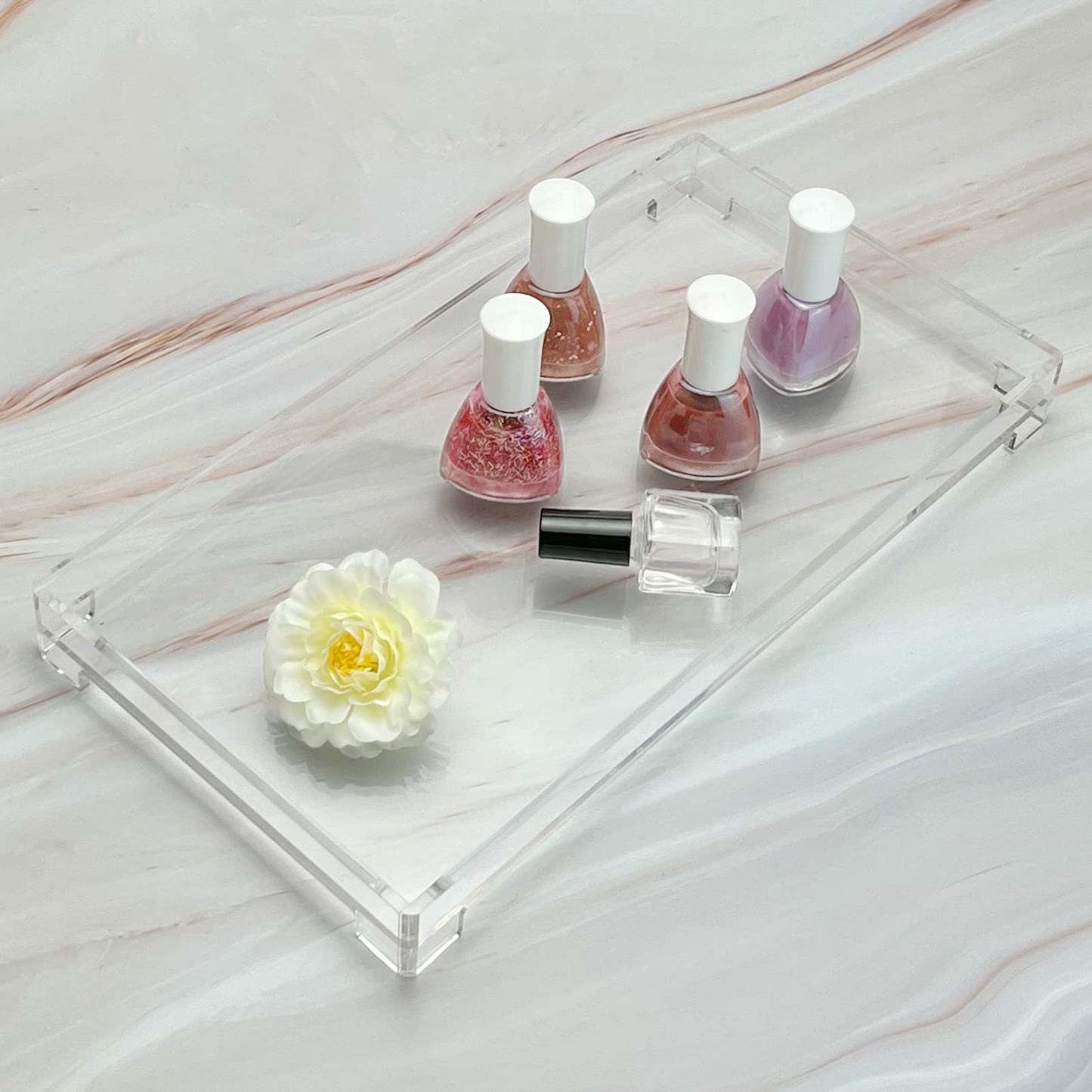 Vanity Bathroom Tray Acrylic Clear Rectangle Decorative Organizer, Large