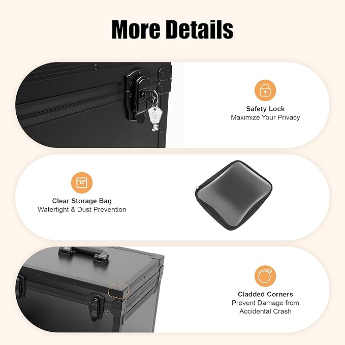 Professional Rolling Makeup Case 4 Drawers Pro Makeup Artist Cosmetic Train Case Hairstylist Travel Case Portable Make Up Station with Multiple Compartments & 6 Swivel Wheels - Black