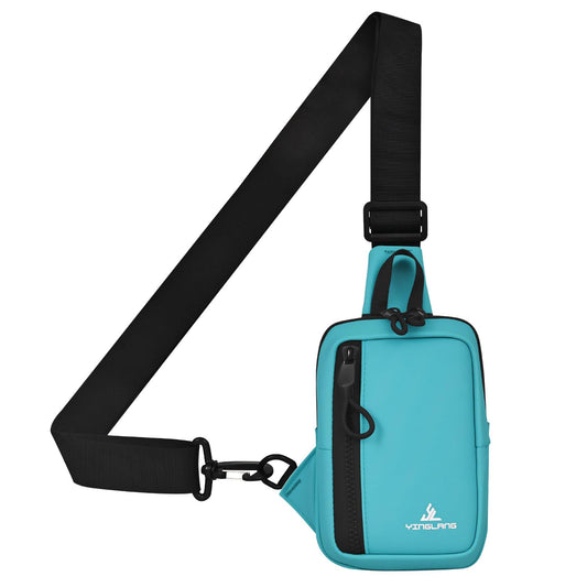 JIMYAO Mini Sling Bag for Men/Women, Waterproof Utility Chest Bag Crossbody Backpack for Hiking Travel Sports Running (Lake Blue)