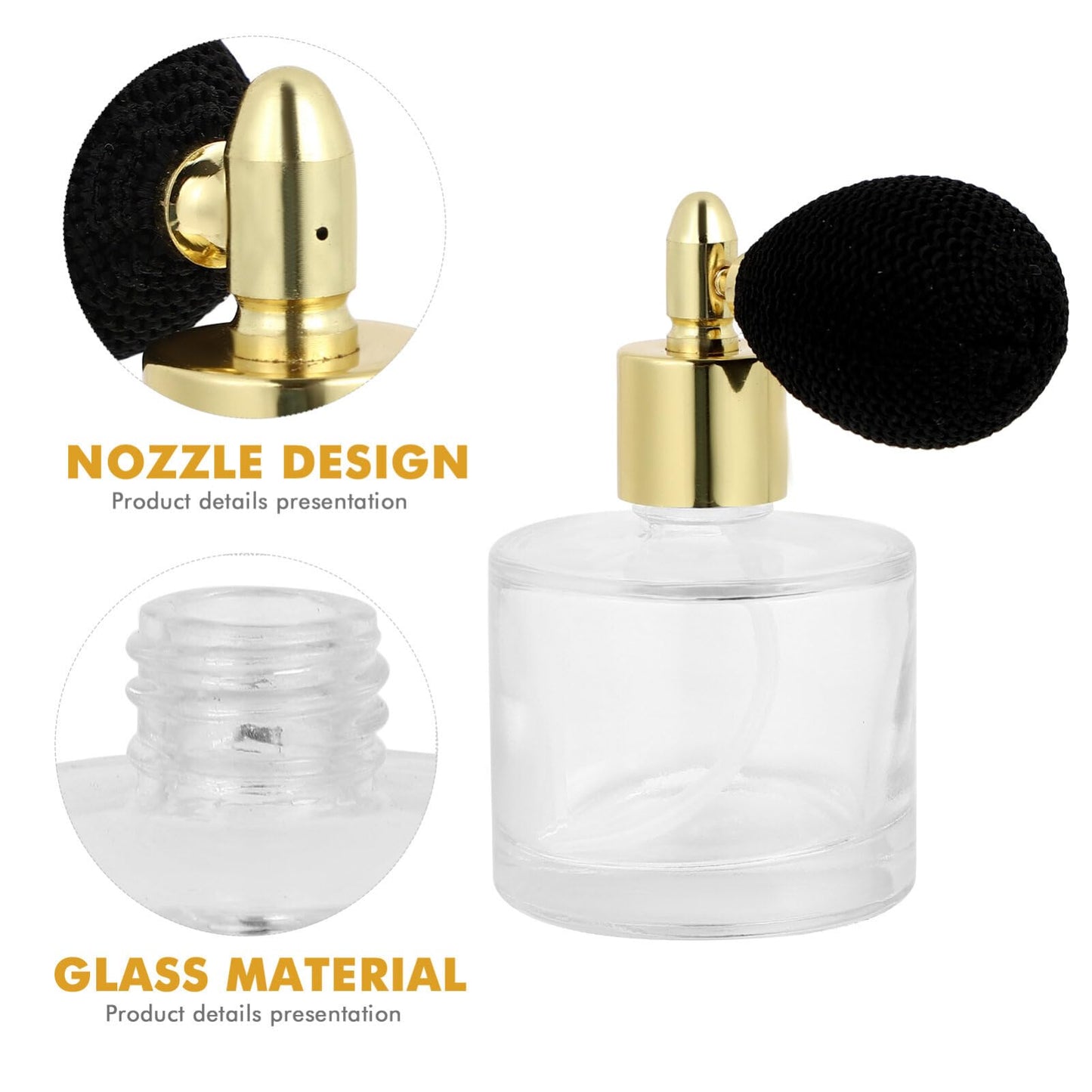 HEALLILY Refillable Retro Perfume Bottle 3.54In Glass Fine Mist Spray Dispenser Portable Travel Atomizer Leak-Proof Container for Women