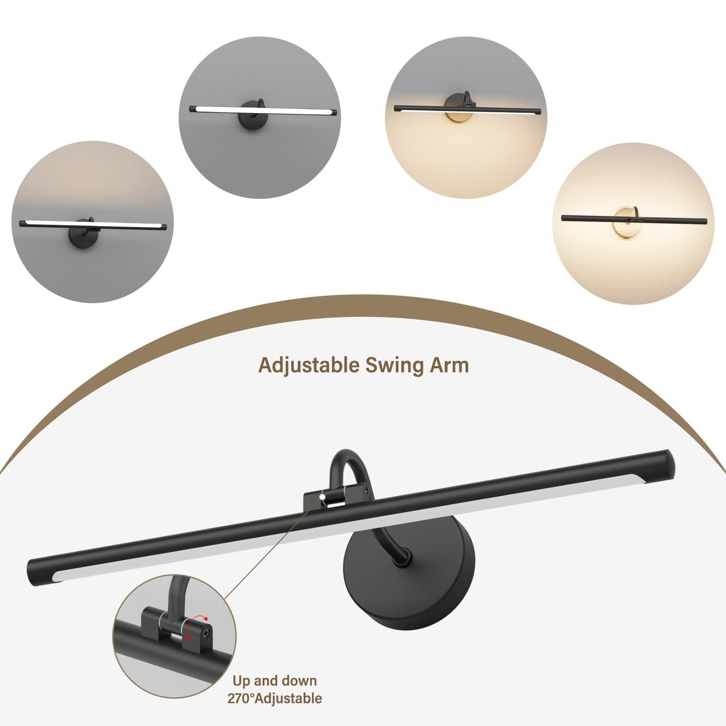 Tipace Hardwired Black Picture Lights for Paintings,23.6IN 3CCT Dimmable Modern Gallery Light with Remote Control Led Wall Art Lighting Display Artwork
