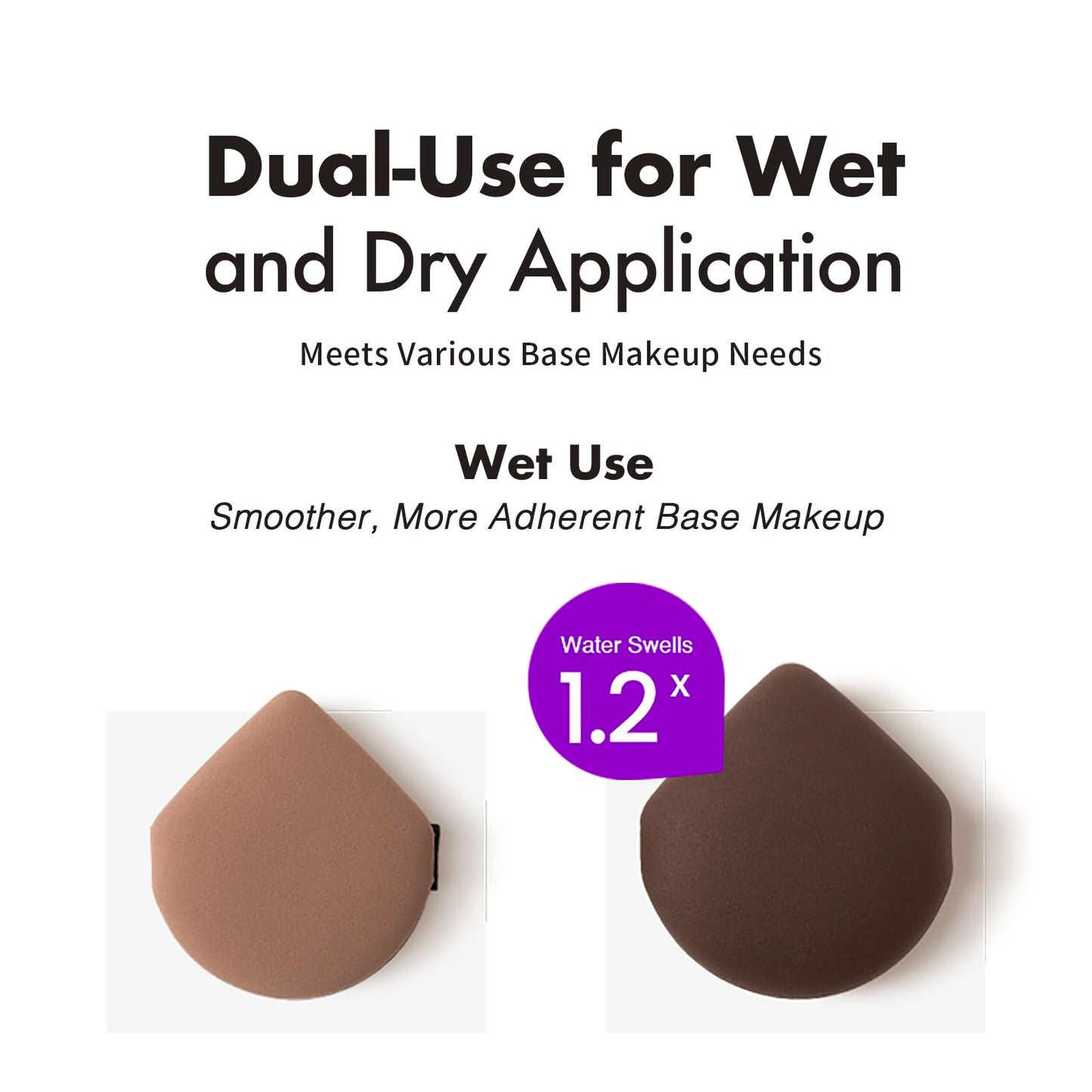 Momo's Workshop Makeup Sponge Water Drop 3Pcs Lychee PU Puff Dry/Wet for Foundation