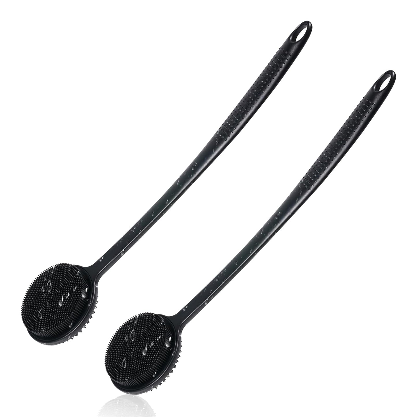 2 Pack Back Scrubber for Shower, 17in Lengthen Long Handle Body Brush, Double Sided Shower Brush for Shower Exfoliating and Massage Can Produce Rich Foam, Long Handle Back Scrubber for Men