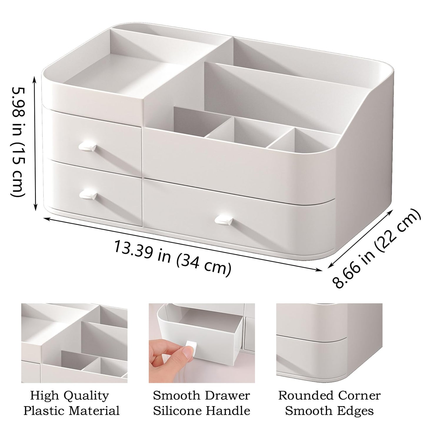 MIUOPUR Makeup Organizer with Drawers, Bathroom Counter Organizer, Plastic Cosmetic Display Case, Large Skincare Storage for Vanity Countertop, Ideal for Bedroom Dresser top and Desktop